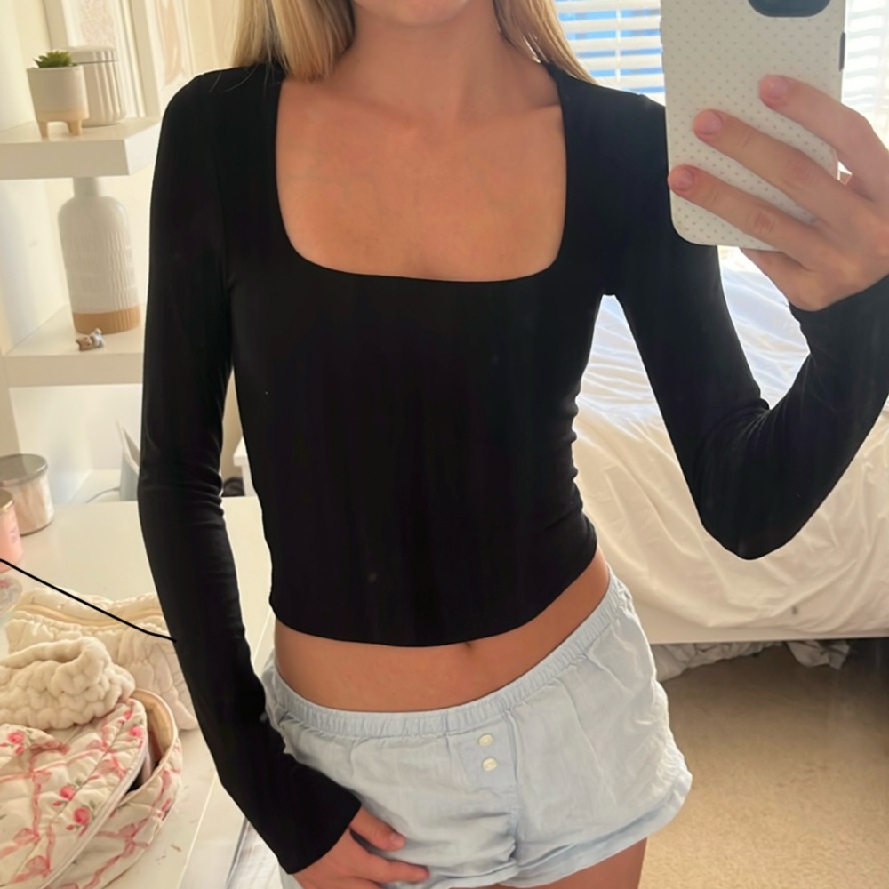 Garage square neck long sleeve top